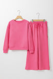 Black Textured Loose Slouchy Long Sleeve Top and Pants Set