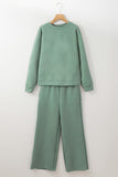 Black Textured Loose Slouchy Long Sleeve Top and Pants Set