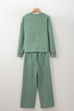 Black Textured Loose Slouchy Long Sleeve Top and Pants Set