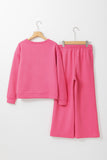 Black Textured Loose Slouchy Long Sleeve Top and Pants Set