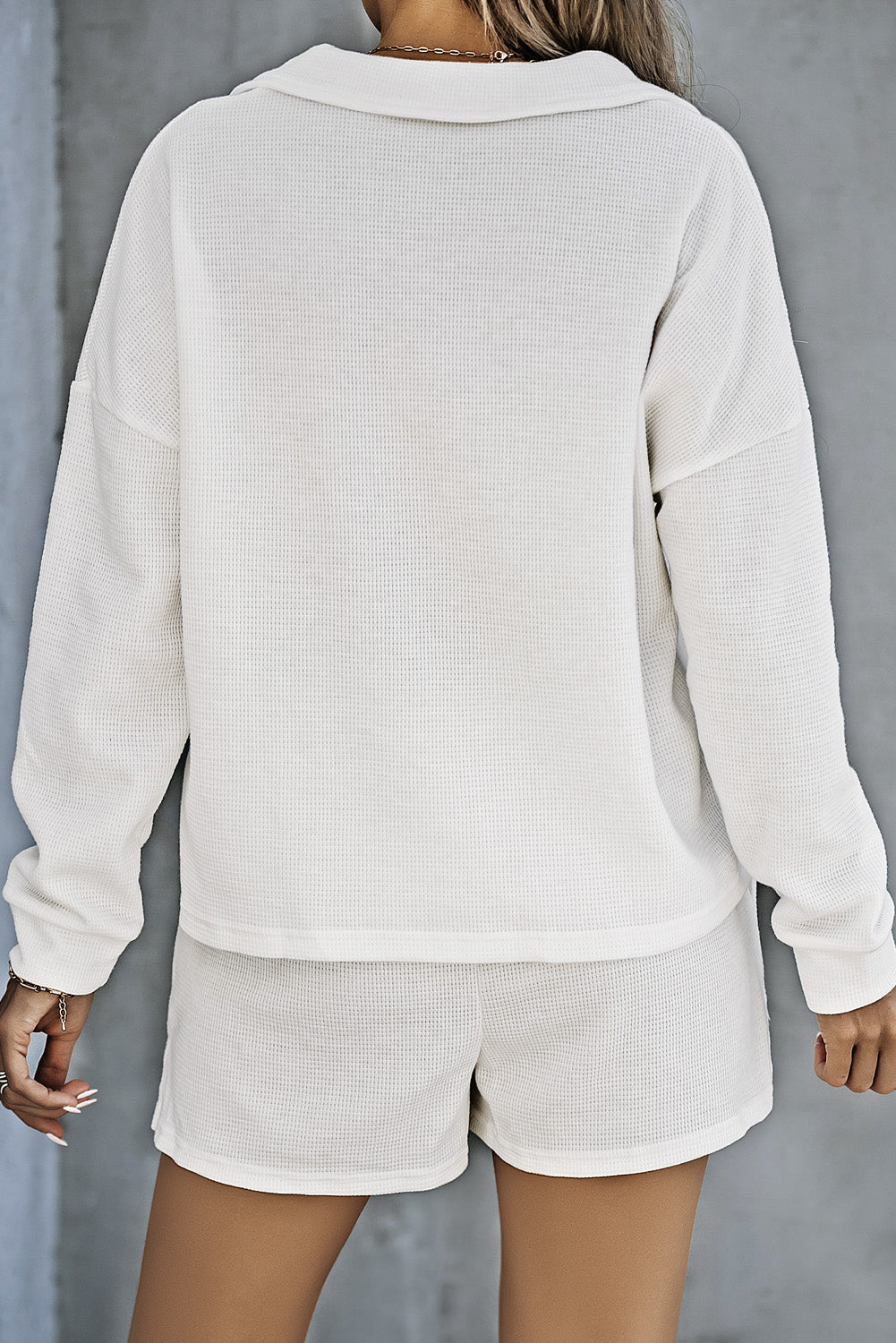 Black Ribbed Zipper Sweatshirt & High Waist Shorts Set