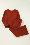 Black Textured Loose Slouchy Long Sleeve Top and Pants Set