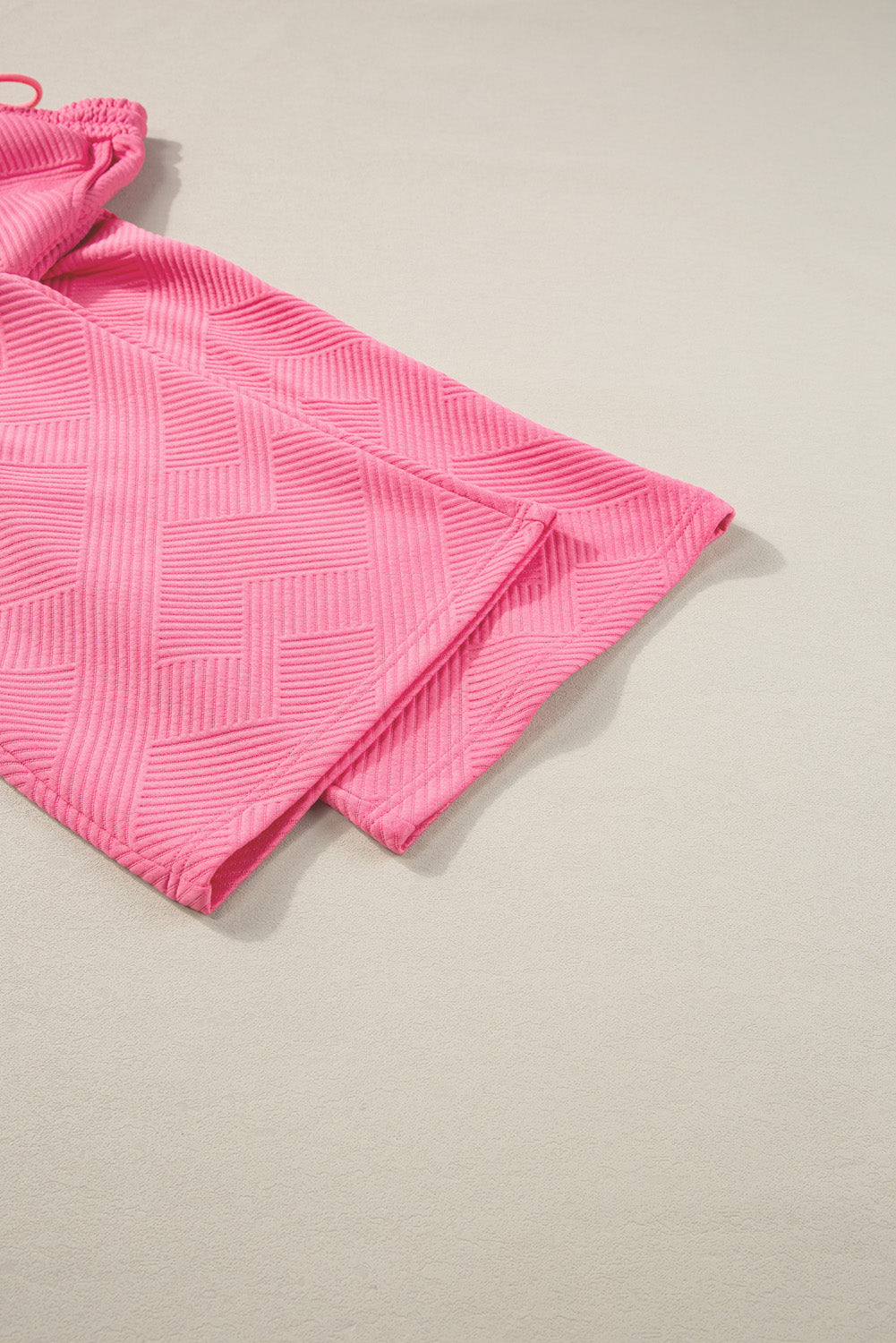 Gray Textured Loose Fit T Shirt & Drawstring Pants Set