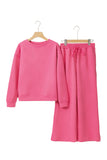 Black Textured Loose Slouchy Long Sleeve Top and Pants Set