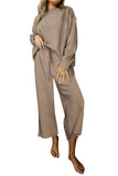 Black Textured Loose Slouchy Long Sleeve Top and Pants Set