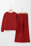 Black Textured Loose Slouchy Long Sleeve Top and Pants Set