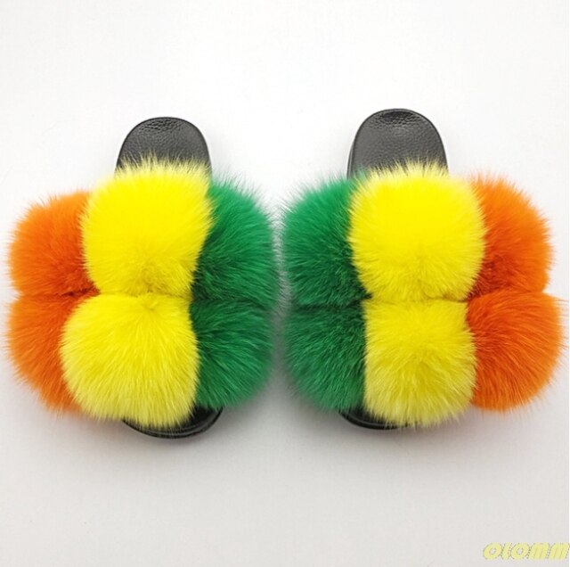 Hot Sale Women's Summer Fox Fur Slipper