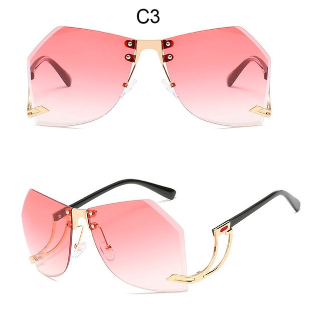 Irregular Rimless Sunglasses Clear Shades