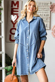 Light Blue Casual Buttoned Ruffle Denim Short Dress