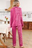 Rose and Leopard Patchwork Long Sleeve Top & Pants Pajama Set