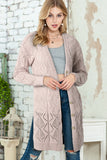 Khaki Button Up Hollow Out Loose Long Cardigan