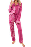 Rose and Leopard Patchwork Long Sleeve Top & Pants Pajama Set