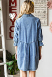 Light Blue Casual Buttoned Ruffle Denim Short Dress