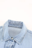 Blue Button Up Short Sleeve Denim Shirt Dress