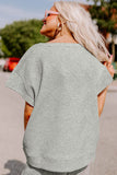 Gray Textured Loose Fit T Shirt & Drawstring Pants Set