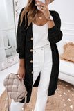 Khaki Button Up Hollow Out Loose Long Cardigan