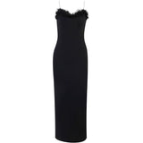 Ahagaga Dress Feather Slim-Fit Slim Looking Wrapped Chest