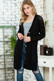 Khaki Button Up Hollow Out Loose Long Cardigan