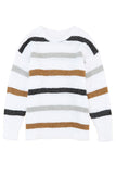 Multicolor Stripes Print Popcorn Drop Shoulder Pullover Sweater