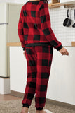 Multicolor Plaid Long Sleeve Top & Pants Longewear Set