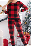 Multicolor Plaid Long Sleeve Top & Pants Longewear Set