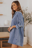 Light Blue Casual Buttoned Ruffle Denim Short Dress