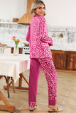 Rose and Leopard Patchwork Long Sleeve Top & Pants Pajama Set