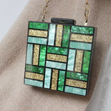 women Green Gold Acrylic Chain Handbags