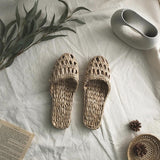 unisex women's straw slippers handmade