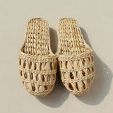 unisex women's straw slippers handmade