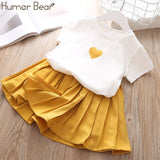 Humor Bear Girls Clothing Set 2020 Korean Summer New Striped Ruffle Top T-shirt+Pants Kids Suit Toddler Baby Children's Clothes