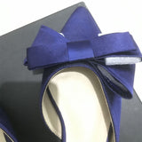 women's shoes Korean silk satin Pointed bow tie slippers Baotou flat heel