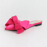 women's shoes Korean silk satin Pointed bow tie slippers Baotou flat heel