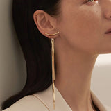 Vintage Gold Color Bar Long Earrings for Women