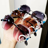 ladies Vintage rimless sunglasses Multicolor