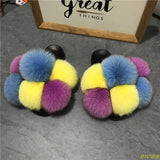 Hot Sale Women's Summer Fox Fur Slipper