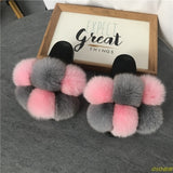 Hot Sale Women's Summer Fox Fur Slipper