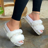 Flat slippers Fur Slides Fluffy Women