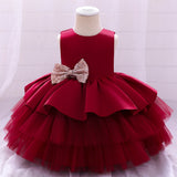 Bow Baby Girl Dress ty Wedding Dress Kid Clothes