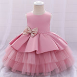 Bow Baby Girl Dress ty Wedding Dress Kid Clothes