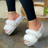 Flat slippers Fur Slides Fluffy Women