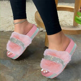 Flat slippers Fur Slides Fluffy Women