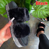 Flat slippers Fur Slides Fluffy Women