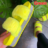 Flat slippers Fur Slides Fluffy Women