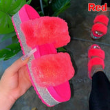 Flat slippers Fur Slides Fluffy Women