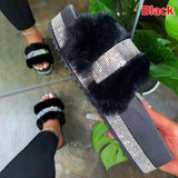 Flat slippers Fur Slides Fluffy Women