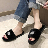 Flat slippers Fur Slides Fluffy Women