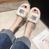 Flat slippers Fur Slides Fluffy Women