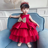 Bow Baby Girl Dress ty Wedding Dress Kid Clothes