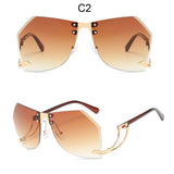 Irregular Rimless Sunglasses Clear Shades